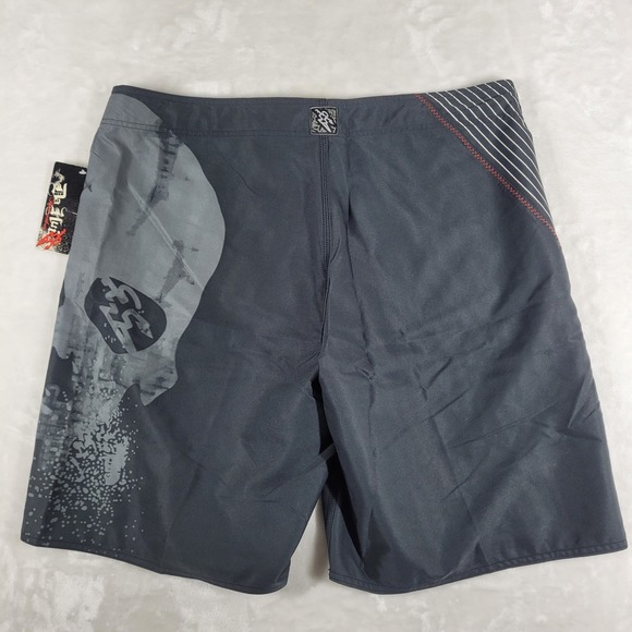 Da Hui Board Shorts Men's 40 Black Swim Trunks‎ Beach Pool Hawaiian Skull NWT - Picture 7 of 10
